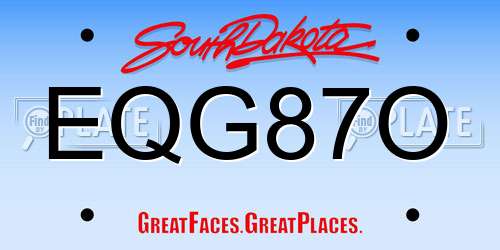 EQG87O South Dakota License Plate