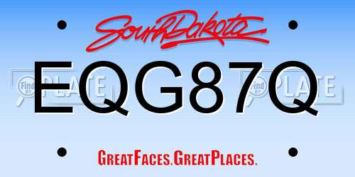 EQG87Q South Dakota License Plate