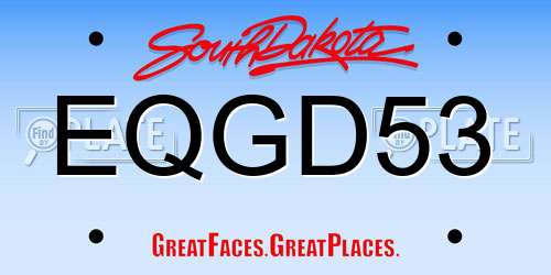 EQGD53 South Dakota License Plate