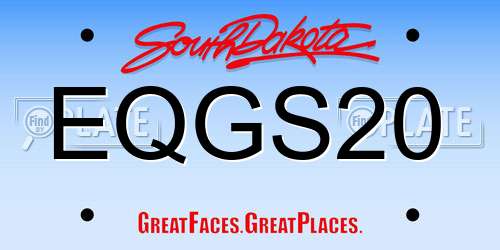 EQGS20 South Dakota License Plate