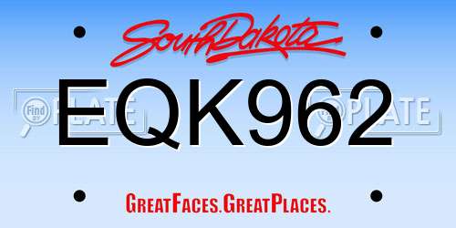 EQK962 South Dakota License Plate