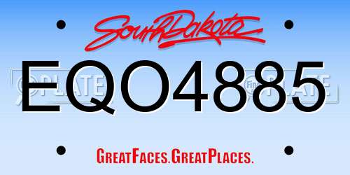 EQO4885 South Dakota License Plate
