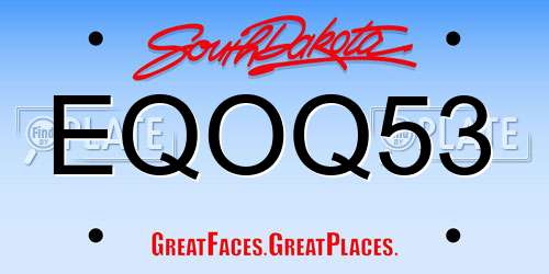 EQOQ53 South Dakota License Plate