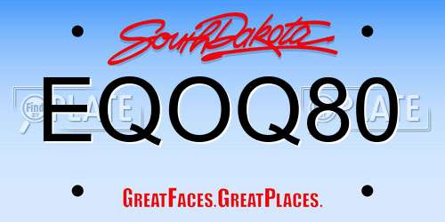 EQOQ80 South Dakota License Plate