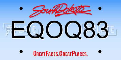 EQOQ83 South Dakota License Plate