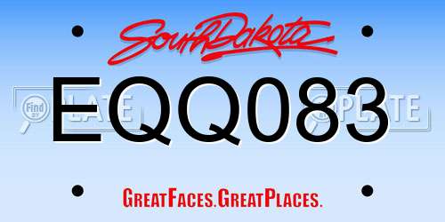 EQQ083 South Dakota License Plate