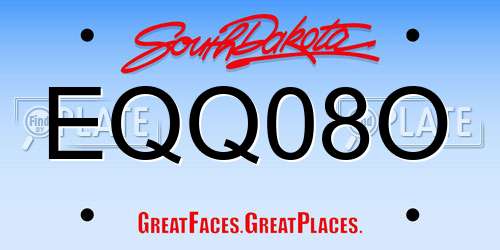 EQQ08O South Dakota License Plate