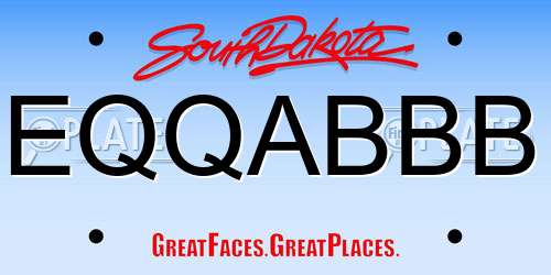 EQQABBB South Dakota License Plate