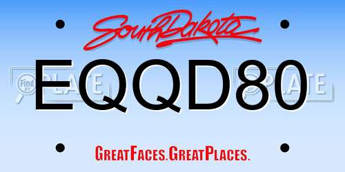 EQQD80 South Dakota License Plate