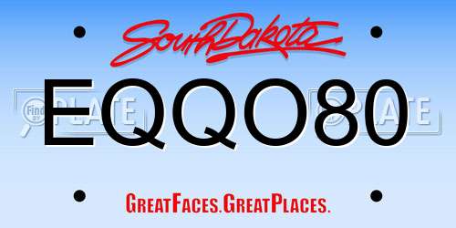 EQQO80 South Dakota License Plate