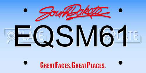 EQSM61 South Dakota License Plate