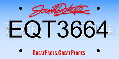 EQT3664 South Dakota License Plate