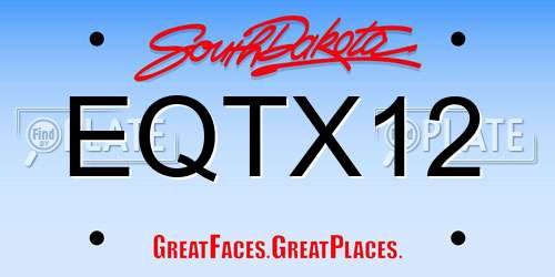 EQTX12 South Dakota License Plate