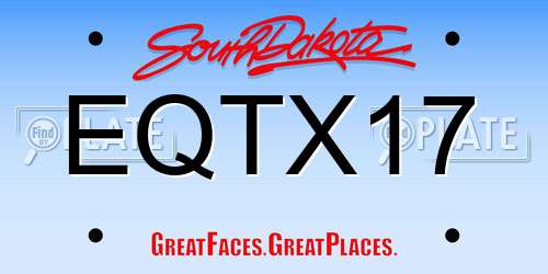 EQTX17 South Dakota License Plate