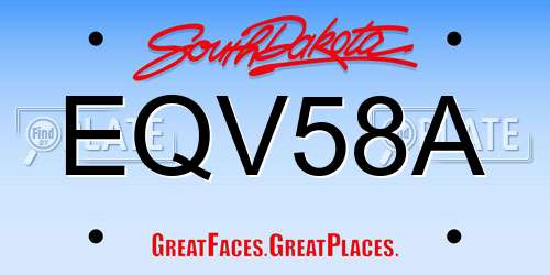 EQV58A South Dakota License Plate