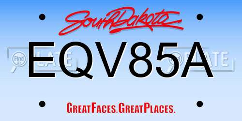 EQV85A South Dakota License Plate