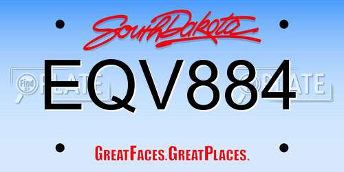 EQV884 South Dakota License Plate