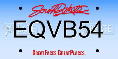 EQVB54 South Dakota License Plate