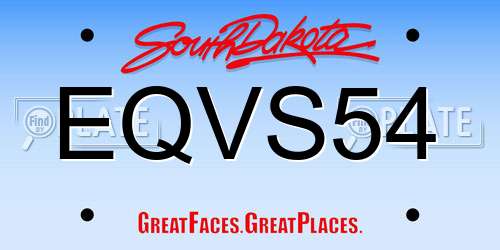 EQVS54 South Dakota License Plate