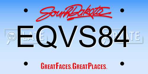 EQVS84 South Dakota License Plate