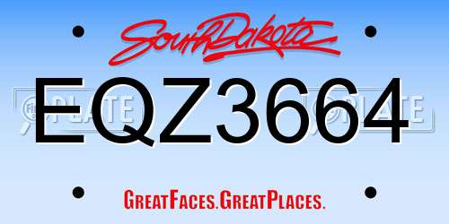 EQZ3664 South Dakota License Plate