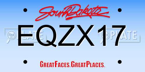 EQZX17 South Dakota License Plate