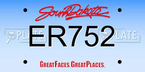 ER752 South Dakota License Plate