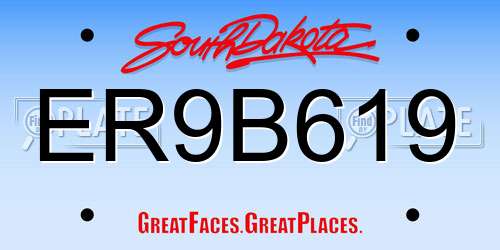 ER9B619 South Dakota License Plate