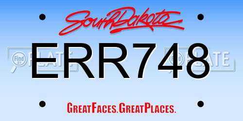 ERR748 South Dakota License Plate
