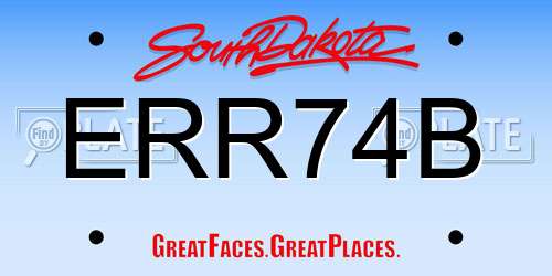 ERR74B South Dakota License Plate
