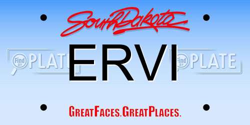 ERVI South Dakota License Plate