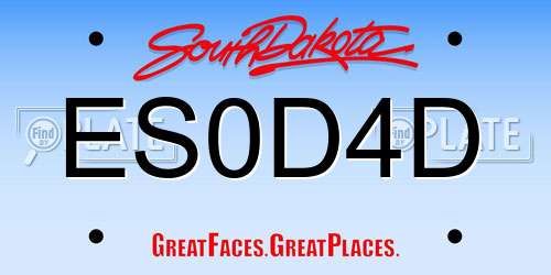 ES0D4D South Dakota License Plate