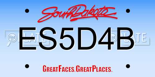 ES5D4B South Dakota License Plate