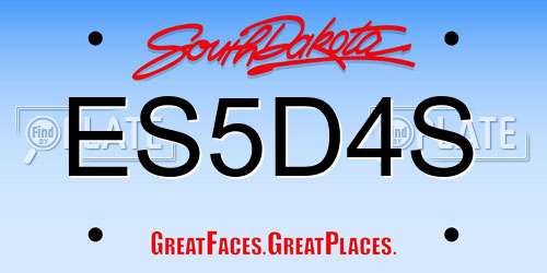 ES5D4S South Dakota License Plate