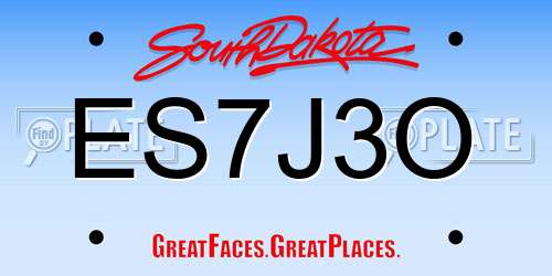 ES7J3O South Dakota License Plate