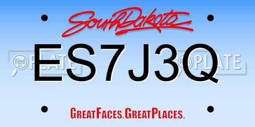 ES7J3Q South Dakota License Plate