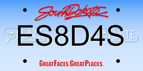 ES8D4S South Dakota License Plate