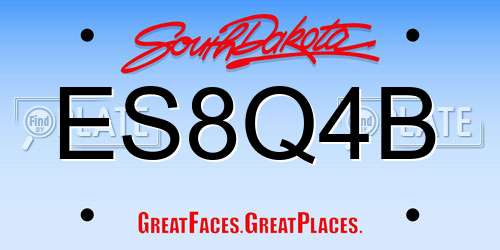 ES8Q4B South Dakota License Plate