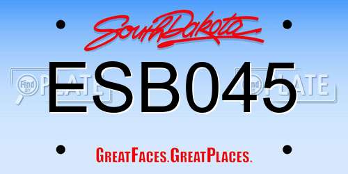ESB045 South Dakota License Plate