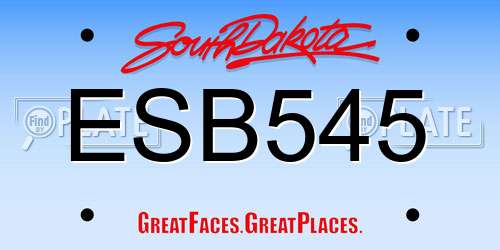 ESB545 South Dakota License Plate