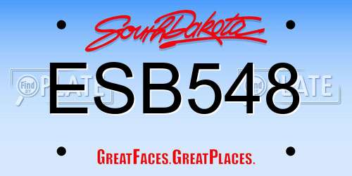 ESB548 South Dakota License Plate