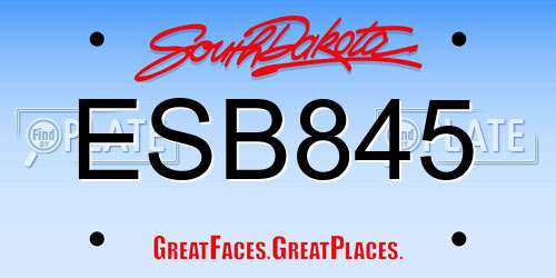 ESB845 South Dakota License Plate