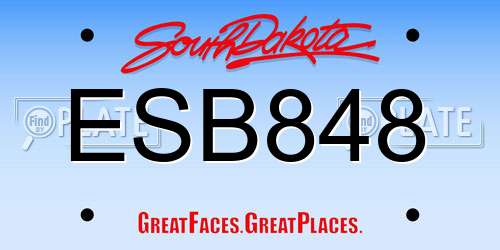 ESB848 South Dakota License Plate