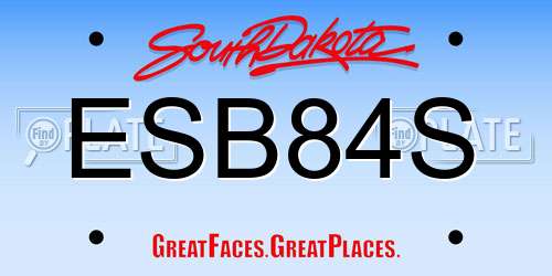 ESB84S South Dakota License Plate