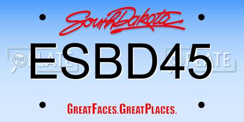 ESBD45 South Dakota License Plate