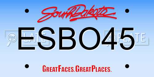 ESBO45 South Dakota License Plate