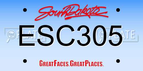 ESC305 South Dakota License Plate