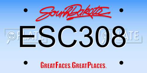 ESC308 South Dakota License Plate