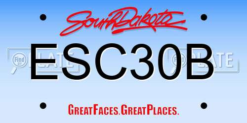 ESC30B South Dakota License Plate