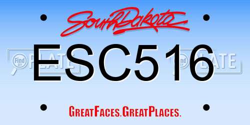 ESC516 South Dakota License Plate